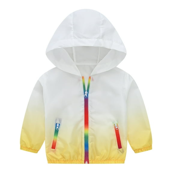 Spazoro Toddler Boys Jacket, Long Sleeve Gradual Color Changing Hooded Lightweight Windbreaker Yellow Size 3-4T