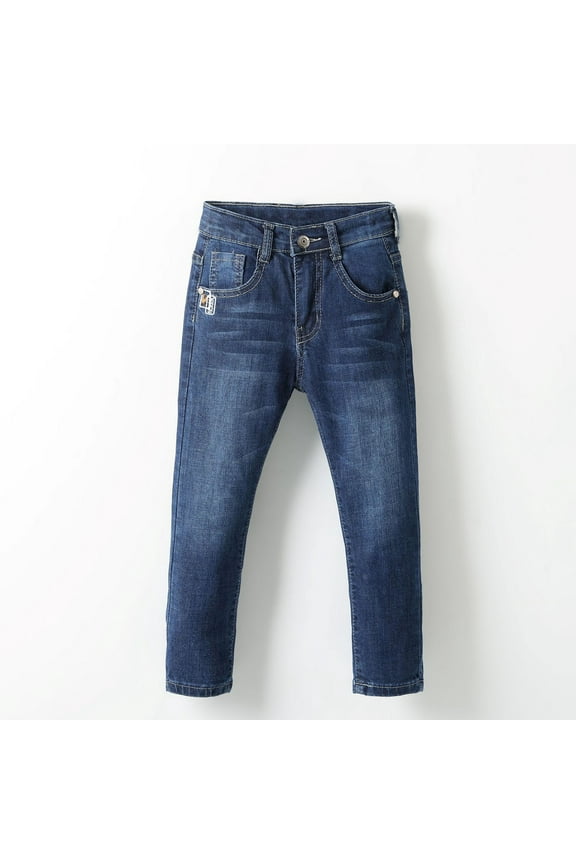 Toddler Boys Jeans, Denim Clearance With Pockets Spring And Fall Pants For Kids Boys Girls Dark Blue Size 12 Months