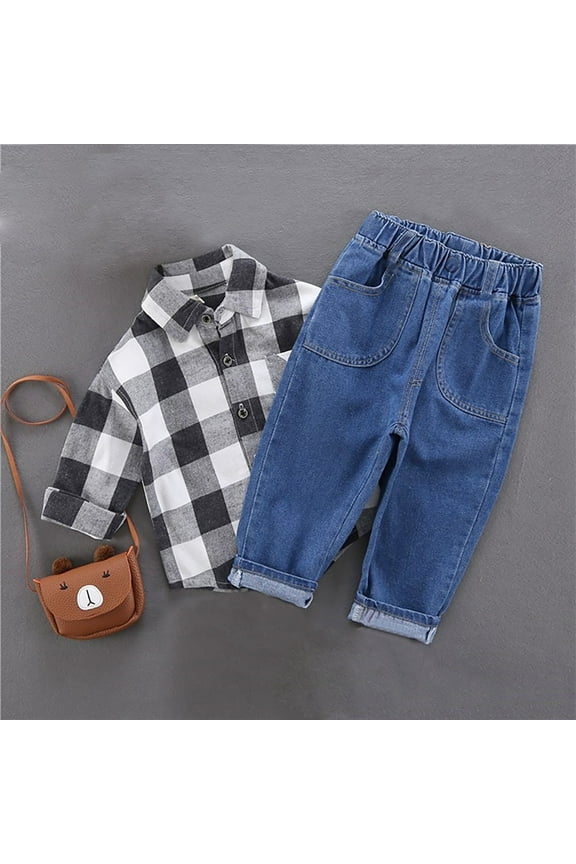 Toddler Boys Jeans, Polyester Clearance Spring And Fall With Pockets Pants For Kids Boys Girls Dark Blue Size 2-3T