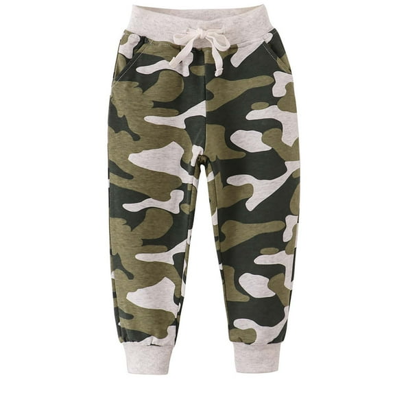 Spazoro Toddler Boys Loose Fit Jogger Pants, Elastic Waist Printed Casual Fall and Winter Outwear Pants For Kids Boys Camouflage Size 5 T