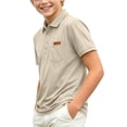 thumbnail image 1 of Spazoro Toddler Boys Polo Shirts with Chest Pockets, School Uniform Turn-down Collar Solid Color Short Sleeve Summer Shirts Tops for Kids Boys Khaki Size 5-6 T, 1 of 8