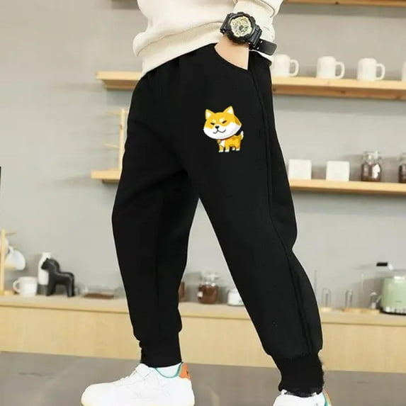 Spazoro Boys Sweatpants, 100% Cotton Baggy Elastic Waist Printed Casual Jogger for Sports Black Size 6 T