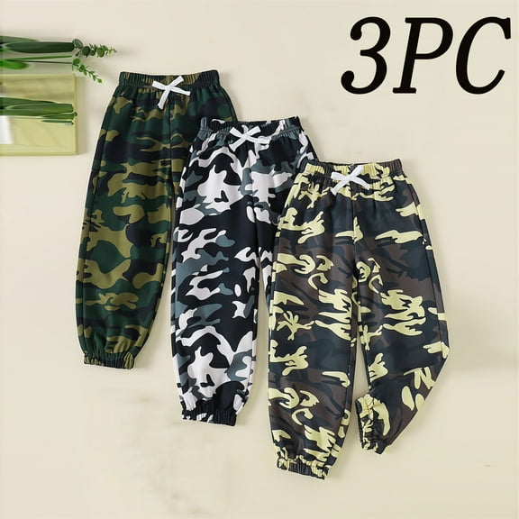 Spazoro Toddler Boys Sweatpants, Baggy 3PC Drawstring 100% Cotton Elastic Waist Casual Jogger for Sports Green Size 4 T