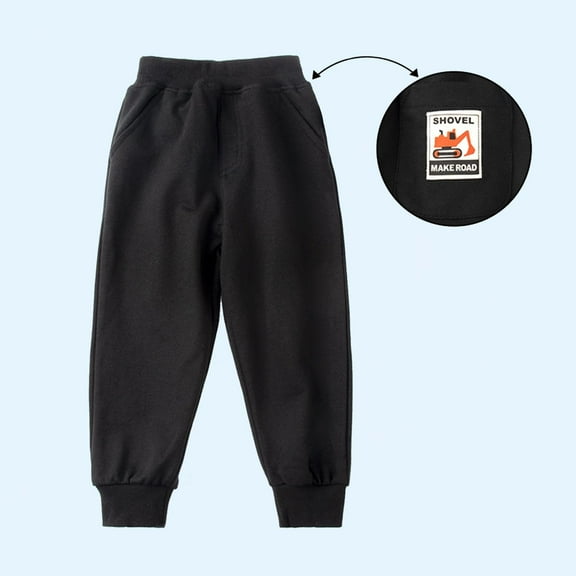 Spazoro Boys Sweatpants, Baggy Printed Elastic Waist 100% Cotton Casual Jogger for Sports Black Size 10 T
