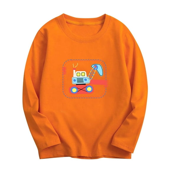 Spazoro Toddler Boys Sweatshirts, Crew Neck Fall Winter Long Sleeve Cute Animal Tops for Kids Childs Boys Girls Orange Size 4 T