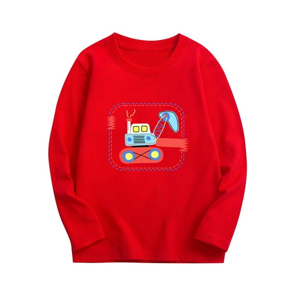 Spazoro Toddler Boys Sweatshirts, Crew Neck Long Sleeve Fall Winter Cute Animal Tops for Kids Childs Boys Girls Red Size 5 T