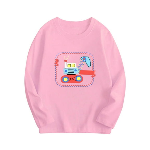 Spazoro Toddler Boys Sweatshirts, Long Sleeve Crew Neck Cute Animal Fall Winter Tops for Kids Childs Boys Girls Pink Size 9 T
