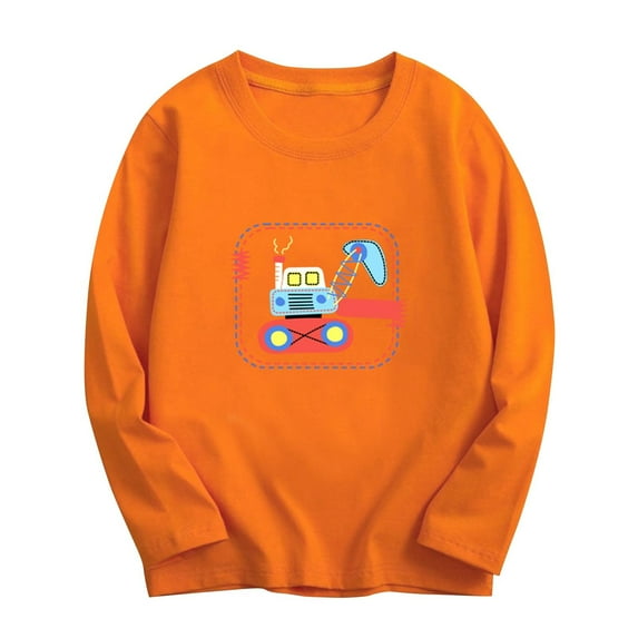 Spazoro Toddler Boys Sweatshirts, Long Sleeve Fall Winter Cute Animal Crew Neck Tops for Kids Childs Boys Girls Orange Size 7 T
