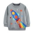 thumbnail image 1 of Spazoro Toddler Boys Sweatshirts, Long Sleeve Rocket Print Round Neck Casual Tops for Child Kids Boys Gray Size 5T, 1 of 6