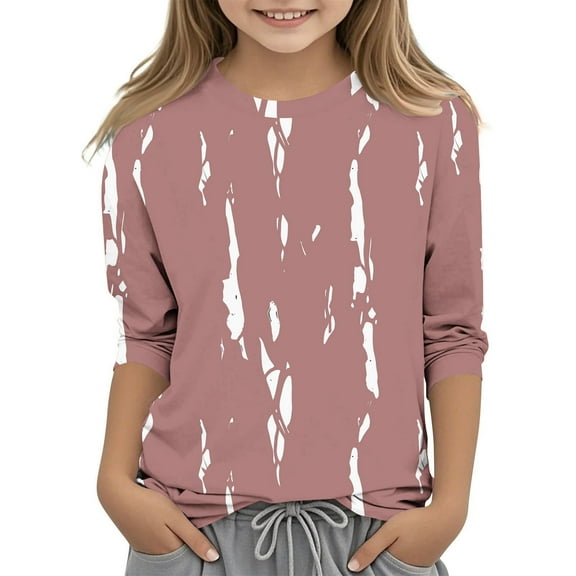 Spazoro Toddler Child Girls Casual T-Shirts Tee, Printed Crew Neck Summer 3/4 Sleeve Fashion Loose Tops Trousers for Girls Pink Size 4 T