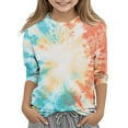 thumbnail image 1 of Spazoro Toddler Child Girls Casual T-Shirts Tee, Tie Dye Fashion Summer Crew Neck 3/4 Sleeve Loose Tops Trousers for Girls Orange Size 5 T, 1 of 4
