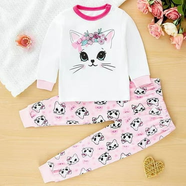 Spazoro Toddler Child Girls Outfit Sets, Casual Warm Cute Print Fall Winter Sweatshirts and Pants for Girls Pink Size 4 T