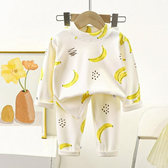 Spazoro Toddler Child Girls Outfit Sets, Cute Print Warm Fall Winter Casual Sweatshirts and Pants for Girls Yellow Size 6 Months