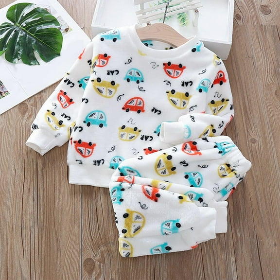 Spazoro Toddler Child Girls Outfit Sets, Fall Winter Casual Cute Print Warm Sweatshirts and Pants for Girls White Size 5 T