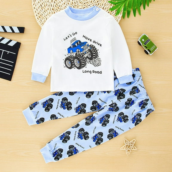 Spazoro Toddler Child Girls Outfit Sets, Fall Winter Cute Print Casual Warm Sweatshirts and Pants for Girls Blue Size 4 T