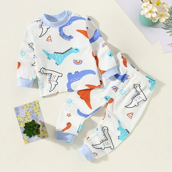 Spazoro Toddler Child Girls Outfit Sets, Warm Cute Print Fall Winter Casual Sweatshirts and Pants for Girls Light Blue Size 4 T