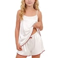 thumbnail image 1 of Spazoro Toddler Girls 2PC Outfit Set, Sleeveless Tank Top & Shorts Ice Silk Casual Solid Color Summer Clothes Set for Kids White Size 11-12, 1 of 7