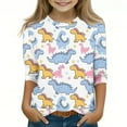 thumbnail image 1 of Spazoro Toddler Girls 3/4 Sleeve Shirts, Casual Round Neck Spring and Fall Dinosaur Print Fashionable Tops for Girls Multicolor Size 4-5T, 1 of 5