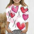 thumbnail image 1 of Spazoro Toddler Girls 3/4 Sleeve Shirts, Casual Spring and Fall Love Print Round Neck Fashionable Tops for Girls Multicolor Size 3-4T, 1 of 5