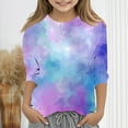 thumbnail image 1 of Spazoro Toddler Girls 3/4 Sleeve Shirts, Casual Spring and Fall Tie Dye Round Neck Fashionable Tops for Girls Multicolor Size 4-5T, 1 of 5