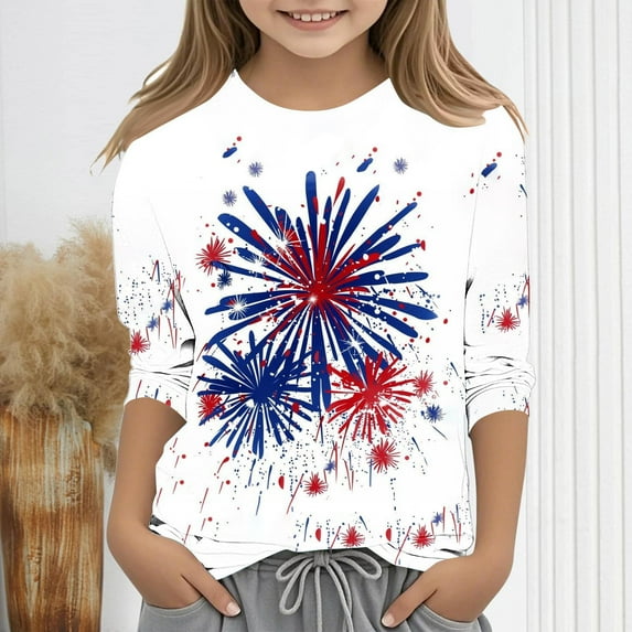 Spazoro Toddler Girls 3/4 Sleeve Shirts, Floral Print Round Neck Casual Spring and Fall Fashionable Tops for Girls Multicolor Size 5-6T