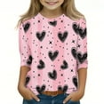 thumbnail image 1 of Spazoro Toddler Girls 3/4 Sleeve Shirts, Love Print Round Neck Casual Spring and Fall Fashionable Tops for Girls Multicolor Size 3-4T, 1 of 5