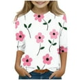 thumbnail image 1 of Spazoro Toddler Girls 3/4 Sleeve Shirts, Round Neck Floral Print Casual Spring and Fall Fashionable Tops for Girls Multicolor Size 7-8T, 1 of 4