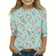 thumbnail image 1 of Spazoro Toddler Girls 3/4 Sleeve Shirts, Spring and Fall Casual Round Neck Floral Print Fashionable Tops for Girls Multicolor Size 7-8T, 1 of 5