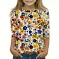 thumbnail image 1 of Spazoro Toddler Girls 3/4 Sleeve Shirts, Spring and Fall Floral Print Casual Round Neck Fashionable Tops for Girls Multicolor Size 7-8T, 1 of 5