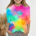 thumbnail image 1 of Spazoro Toddler Girls 3/4 Sleeve Shirts, Spring and Fall Tie Dye Round Neck Casual Fashionable Tops for Girls Multicolor Size 4-5T, 1 of 5