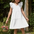 thumbnail image 1 of Spazoro Toddler Girls A-Line Dress, Casual Round Neck Sleeveless Solid Color Princess Dresses for Child Girls White Size 13-14T, 1 of 9