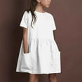 thumbnail image 1 of Spazoro Toddler Girls A-Line Dress, Casual Short Sleeve Floral Print Round Neck Princess Dresses for Child Girls White Size 15 years, 1 of 9