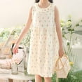 thumbnail image 1 of Spazoro Toddler Girls A-Line Dress, Crew Neck Floral Print 2025 New Style Sleeveless Summer Dresses for Child Girls Beige Size 12 T, 1 of 6