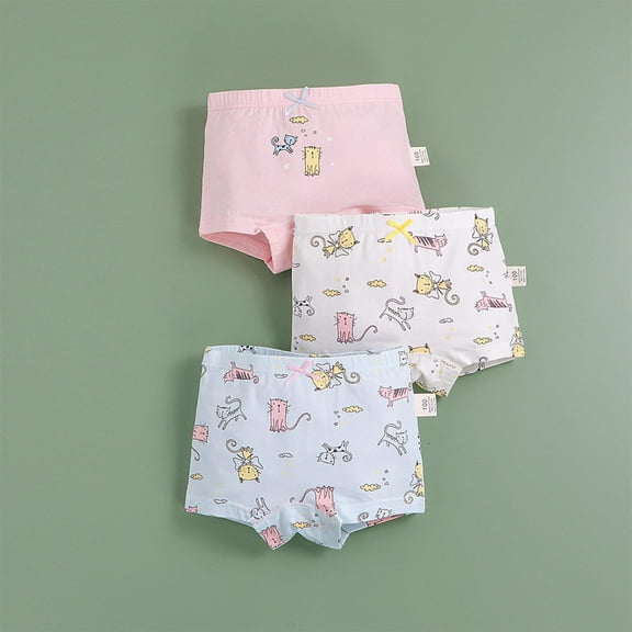 Spazoro Toddler Girls Boxer Briefs, 3-Pack Printed Cotton Soft & Comfy Underwear Panties for Girl Pink Size 2-12T