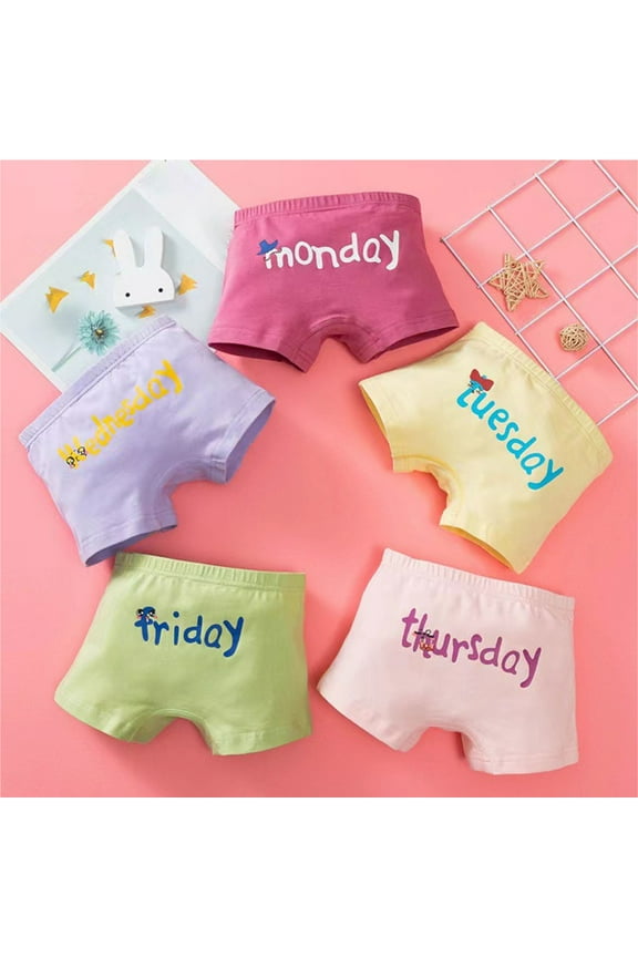 Toddler Girls Boxer Briefs, 5-Pack Soft & Comfy Cotton Printed Underwear Panties for Girl Pink Size 2-15T