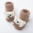 thumbnail image 1 of Spazoro Toddler Girls Boys Floor Walking Socks, Knitting Cotton Cute Print Doll Knitted Warm Mid Tube Socks for Child Kids Girls Khaki Size 3 Months, 1 of 3