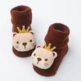 thumbnail image 1 of Spazoro Toddler Girls Boys Floor Walking Socks, Warm Doll Knitted Knitting Cotton Cute Print Mid Tube Socks for Child Kids Girls Brown Size 3 Months, 1 of 3