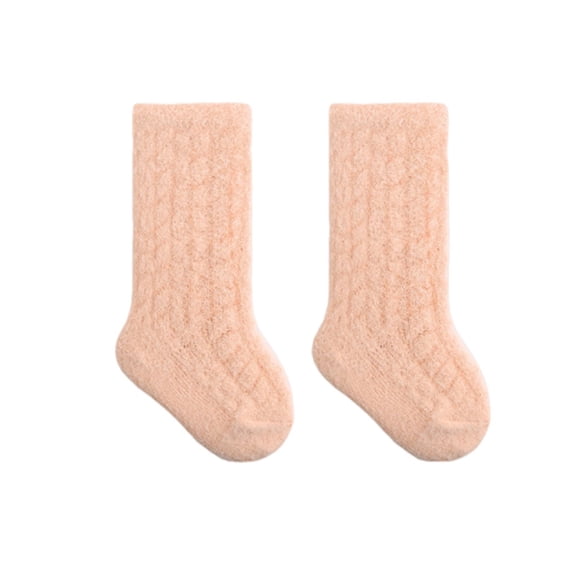 Spazoro Toddler Girls Boys Socks, Comfortable Cotton Thickening Warm High Tube Socks for Child Kids Girls Pink Size 3 T