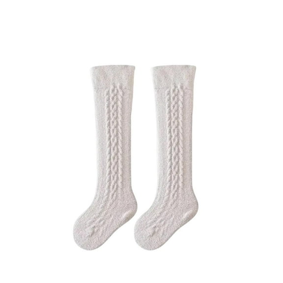 Spazoro Toddler Girls Boys Socks, Comfortable Thickening Cotton Warm High Tube Socks for Child Kids Girls Gray Size 1 T