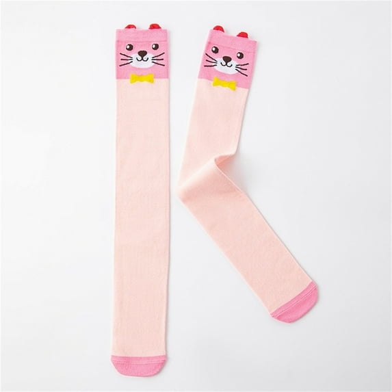 Spazoro Toddler Girls Boys Socks, Warm Cute Animal Print Cotton High Tube High Tube Socks for Child Kids Girls Pink Size Free Size