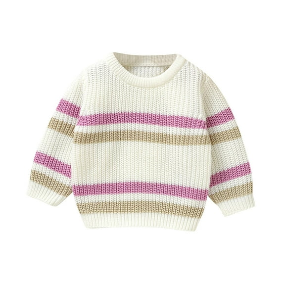 Spazoro Toddler Girls Boys Sweaters, Casual Crew Neck Long Sleeve Thickening Warm Shirts for Child Girls White Size 12 Months
