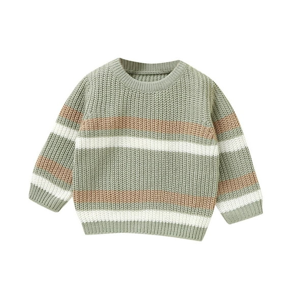 Spazoro Toddler Girls Boys Sweaters, Long Sleeve Crew Neck Casual Thickening Warm Shirts for Child Girls Green Size 12 Months
