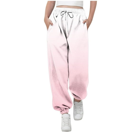 Spazoro Toddler Girls Boys Sweatpants, Drawstring Elastic Waist with Gradient Color Long Sleeve Casual Jogger for Homewears Pink Size 13 T