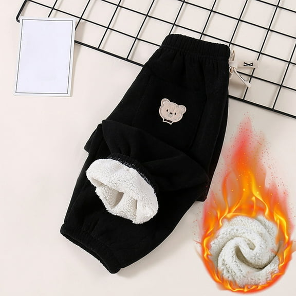 Spazoro Toddler Girls Boys Sweatpants, Elastic Waist Long Sleeve Drawstring Print Casual Jogger for Homewears Black Size 2 T