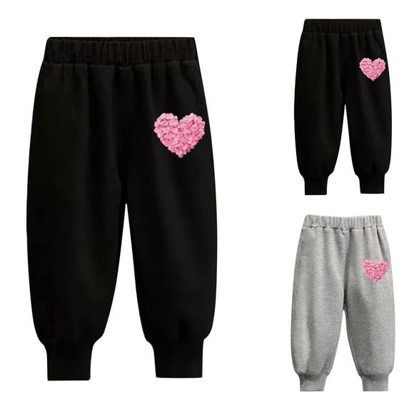 Spazoro Toddler Girls Boys Sweatpants, Elastic Waist Long Sleeve Love Print Baggy Casual Jogger for Sports Black Size 2 T