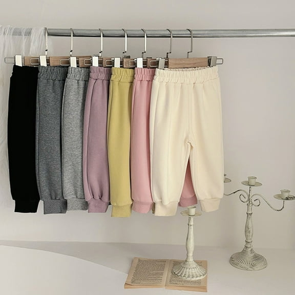 Spazoro Toddler Girls Boys Sweatpants, Long Sleeve Baggy Solid Elastic Waist Casual Jogger for Sports White Size 6 T