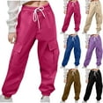 thumbnail image 1 of Spazoro Toddler Girls Boys Sweatpants, Solid Drawstring Long Sleeve Elastic Waist Casual Cargo Pants for Sports Hot Pink Size 3 T, 1 of 9