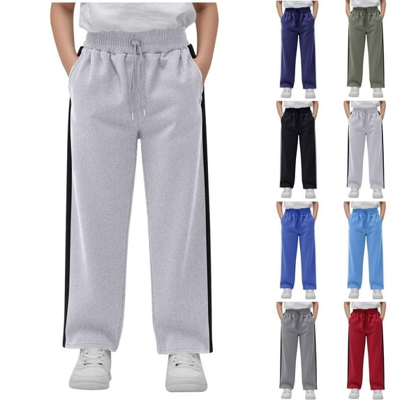 Spazoro Toddler Girls Boys Sweatpants, Solid Elastic Waist Long Sleeve Drawstring Casual Jogger for Sports Gray Size 5 T