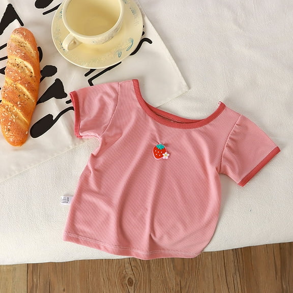 Spazoro Toddler Girls Boys T-Shirts Tees, Crew Neck Solid Casual Short Sleeve Breathable Summer Tops for Kids Unisex Pink Size 18 Months