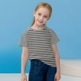 thumbnail image 1 of Spazoro Toddler Girls Boys T-Shirts Tees, Crew Neck Striped Short Sleeve Casual Breathable Summer Tops for Kids Unisex Gray Size 4 T, 1 of 8